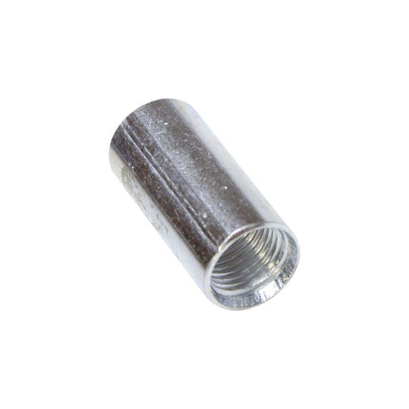 Emery Jensen 1/2 inch threaded coupling for electrical metal conduit, made of durable metal, used to connect conduit sections.