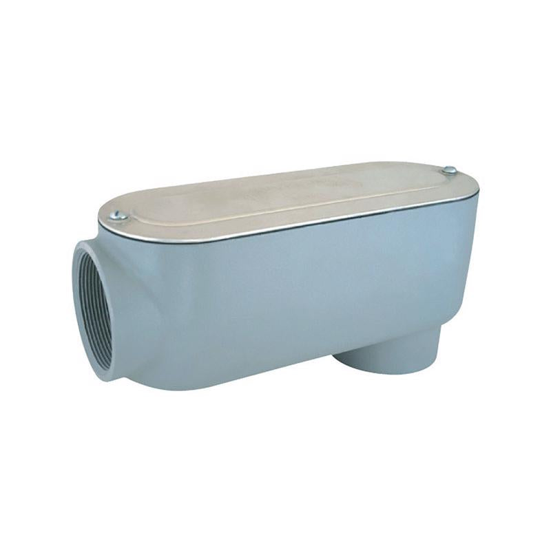 Emery Jensen 1" electrical metal conduit body LB for electrical wiring and conduit connections, durable metal construction.