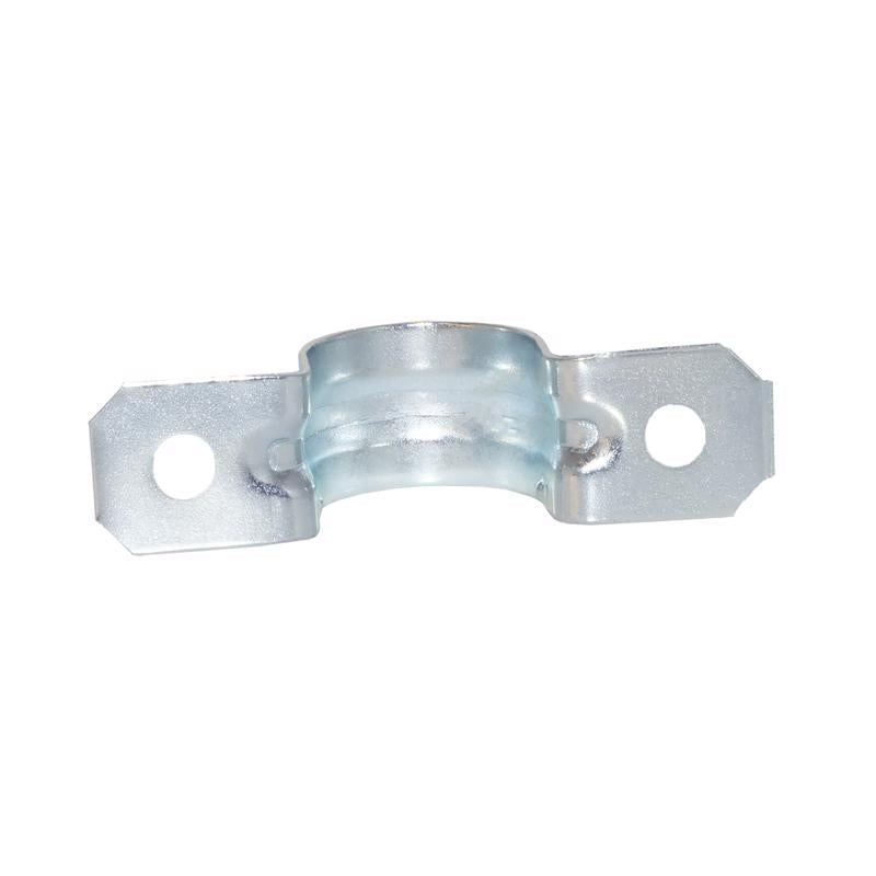 Emery Jensen 1-inch EMT 2H electrical strap securing electrical conduit in a wiring setup.