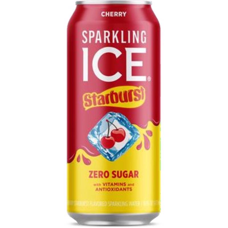 12-pack of Emery Jensen BVRG STRBRST CHRY 16oz energy drinks with bold packaging and branding, ready for on-the-go refreshment.