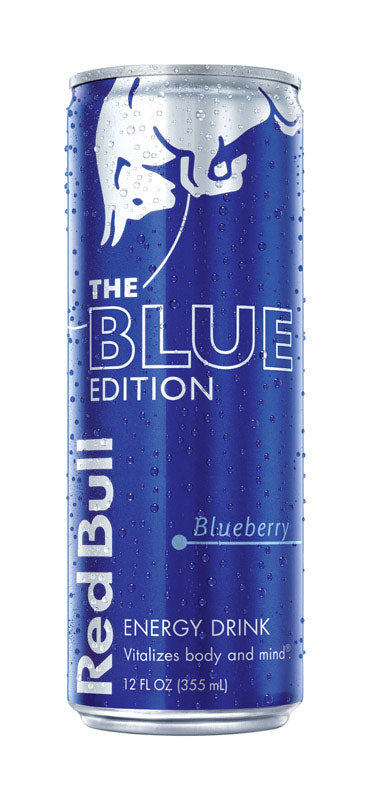 Emery Jensen energy drink in a 12oz blue berry flavored can, featuring vibrant blue berry imagery on the label.
