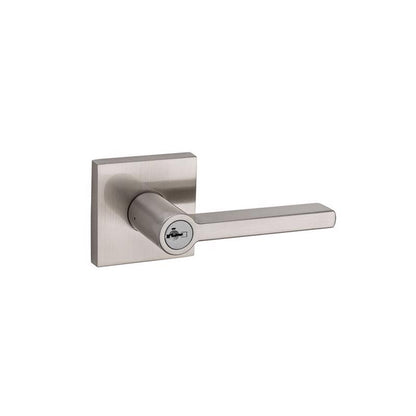 Emery Jensen Halifax SN entry lock lever, silver finish, ergonomic handle, and key cylinder for secure door entry.