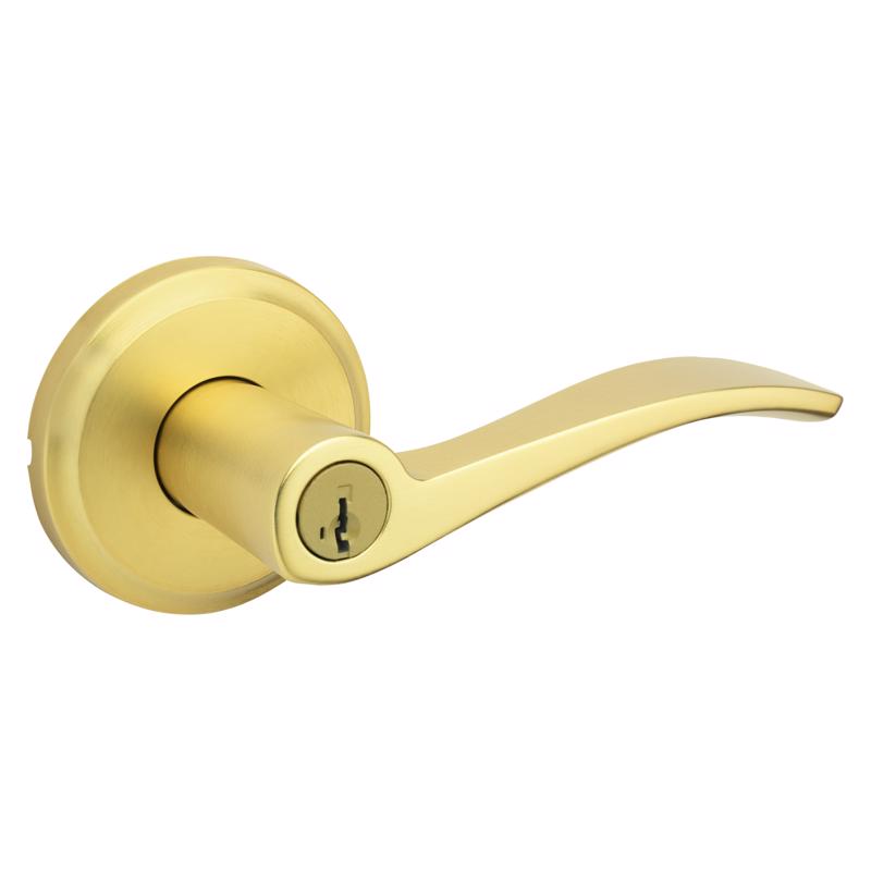 Emery Jensen ENTRY LVR metal lock with key, silver finish, designed for secure entry doors.