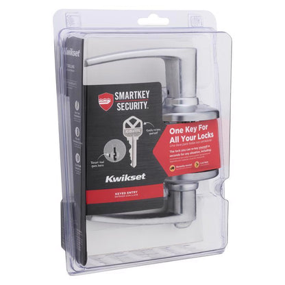 Emery Jensen key entry lock with satin chrome finish, standard entry type for secure door access.