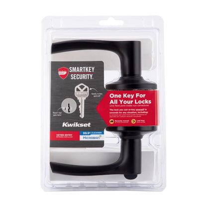 Emery Jensen KYD entry level lock with black 2.75-inch lever handle, designed for secure entry doors.