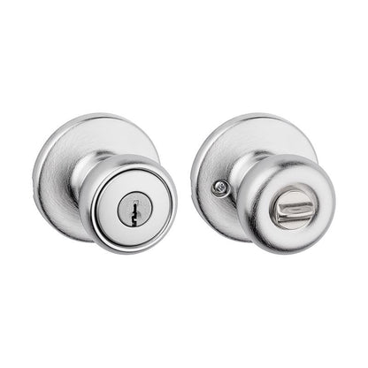 Emery Jensen US26D VP lock entry door handle set with keyed lock and silver finish, suitable for residential entry doors.