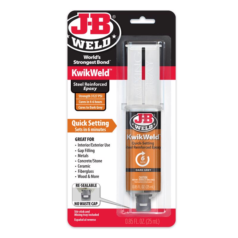 Emery Jensen KwikWeld epoxy adhesive syringe, .85oz, with applicator tip for strong industrial bonding and repair.