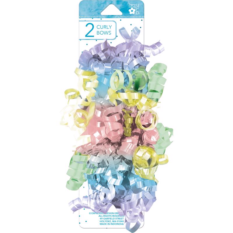 BOWS PASTEL CURLY 2PK - Pack of 6