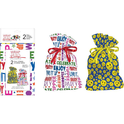 DRWSTRNG GIFT BAG 2CT XL - Pack of 6