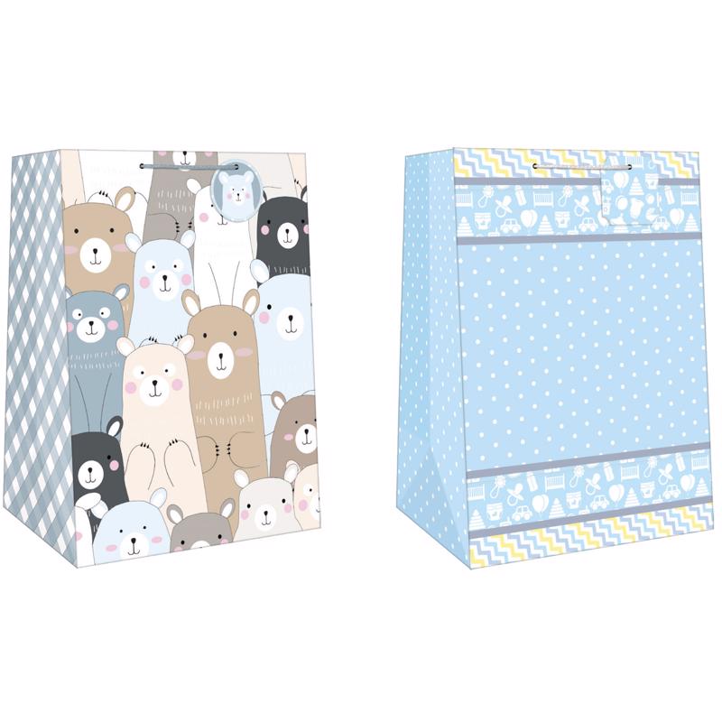 GIFT BAG JUMBO BABY BOY - Pack of 12
