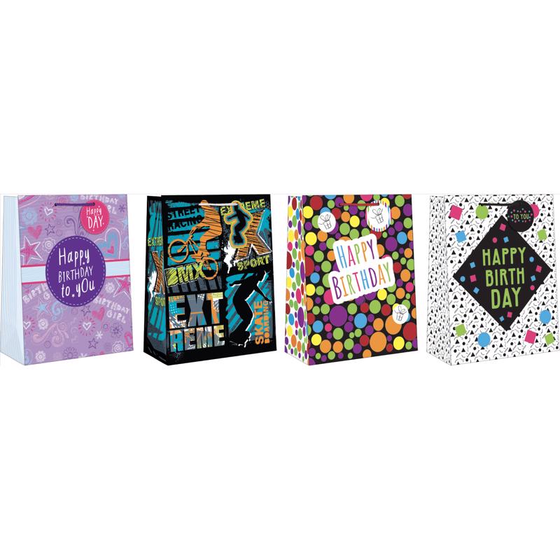 GIFT BAG TWN BRTHDY ASST - Pack of 12