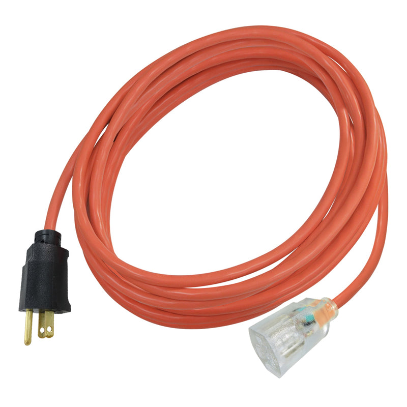 Emery Jensen exterior extension cord 12/3 SJTW 25 feet orange outdoor power extension cord for heavy-duty use