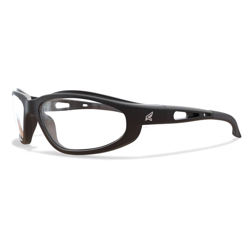 Emery Jensen EDGE eyewear CLR Dakura eye protection glasses with clear lenses and black frame, designed for safety and comfort.