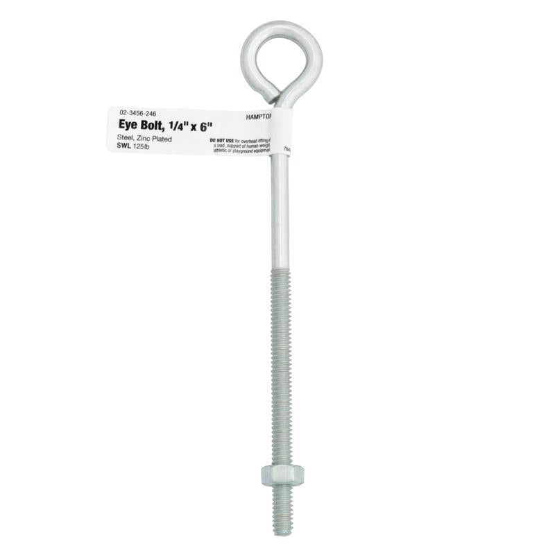 BOLT EYE W/nut 1/4"X6" - Pack of 10