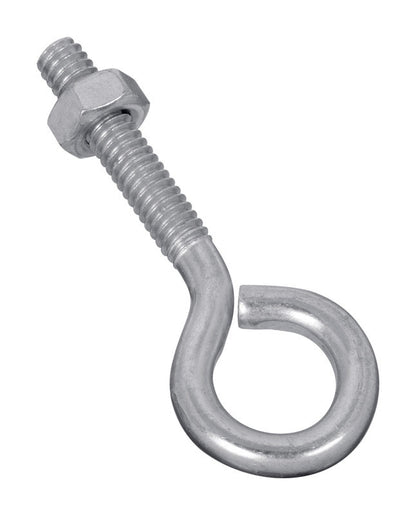 Emery Jensen zinc eye bolt 1/4 inch by 2.5 inches, showing the threaded shank and eye loop for lifting and securing.