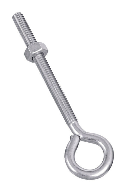Emery Jensen zinc plated eye bolt 1/4 inch by 4 inches with threaded shank and eye loop for lifting or securing loads.