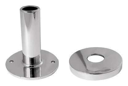 Emery Jensen 1/2-inch faucet handle flange and tube adapter, plumbing repair accessory with metal finish and sturdy construction.