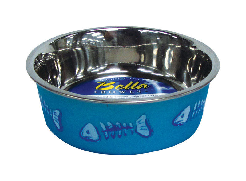 Blue Emery Jensen cat bowl for feeding, made of durable material, designed for pets to eat and drink comfortably.