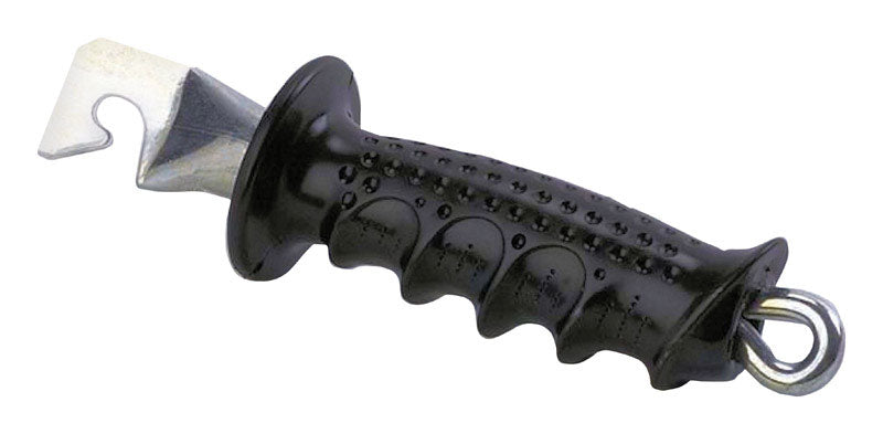 Electric gate handle from Emery Jensen fence products, sturdy metal handle with latch for secure gate operation.