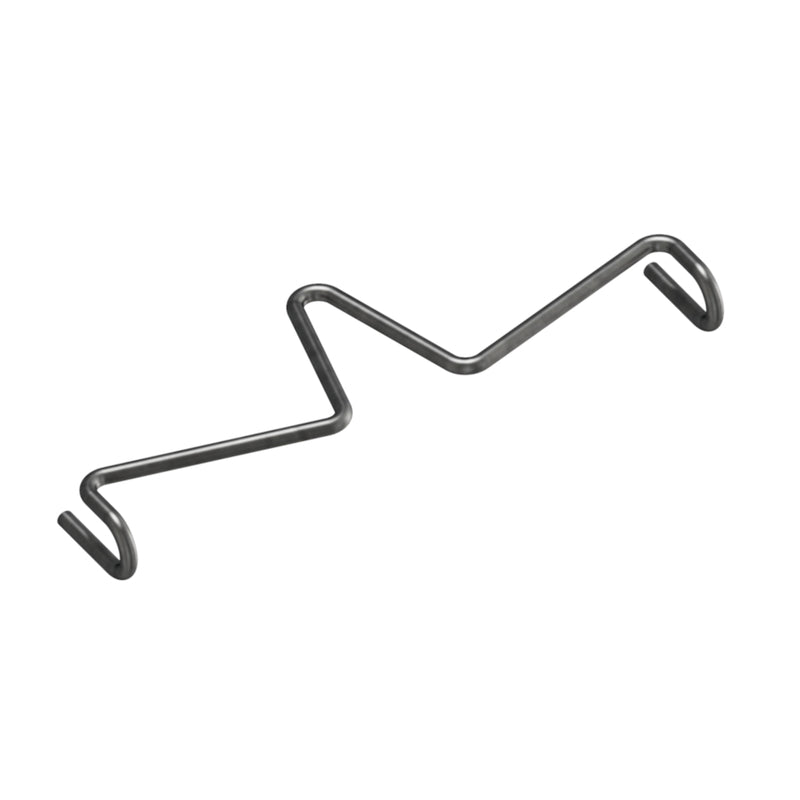 Pack of 50 Emery Jensen spring wire clips for fence installation, shown attached to metal fence wire.