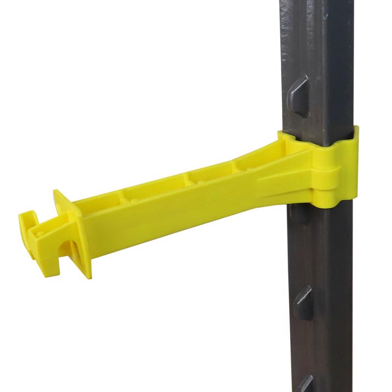 Emery Jensen T-post insulation extension for fence posts, used to extend and reinforce metal fencing structures.