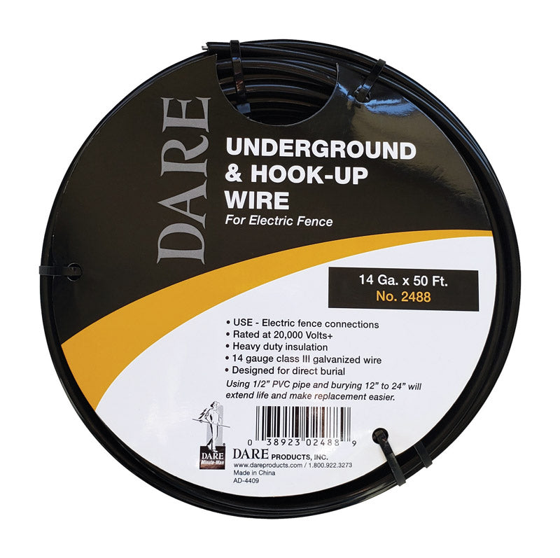 14-gauge underground fence wire by Emery Jensen, shown coiled for fencing installation, durable and suitable for underground fencing projects.