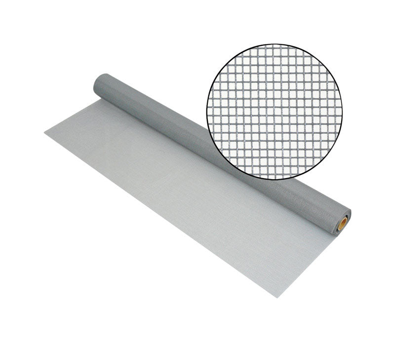 Gray fiberglass and poly screen measuring 28x100 inches by Emery Jensen, ideal for window and door insect barriers.