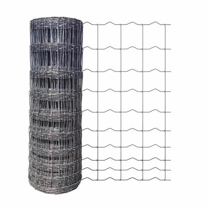 Emery Jensen 47-inch stainless steel field fence with welded wire panels for secure outdoor boundary fencing.