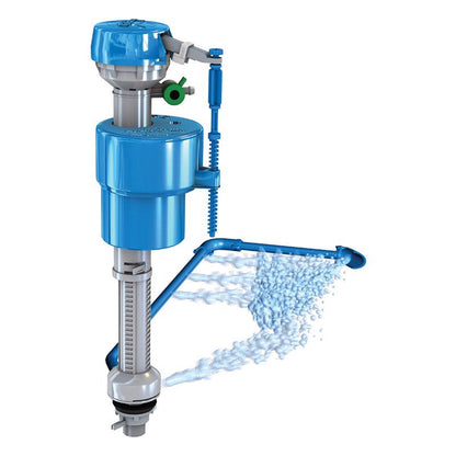 Emery Jensen HydroClean fill valve for toilet tanks, durable plastic fill valve with adjustable height for reliable operation.