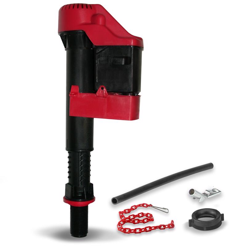 Emery Jensen WaterWise toilet fill valve installed in a standard bathroom toilet tank, ensuring proper water flow and refill.