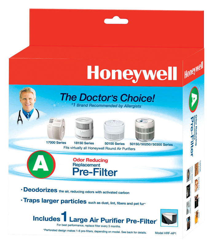 Universal pre-filter from Emery Jensen, showing a clear filter element designed for HVAC or air filtration systems.