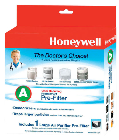 Universal pre-filter from Emery Jensen, showing a clear filter element designed for HVAC or air filtration systems.