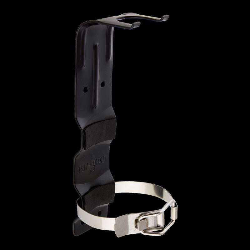 Emery Jensen fire extinguisher bracket for 2lb fire extinguishers, wall-mounting accessory for safety equipment.