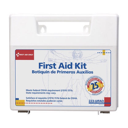 Emery Jensen first aid kit for 25 persons, containing essential medical supplies in a portable kit.