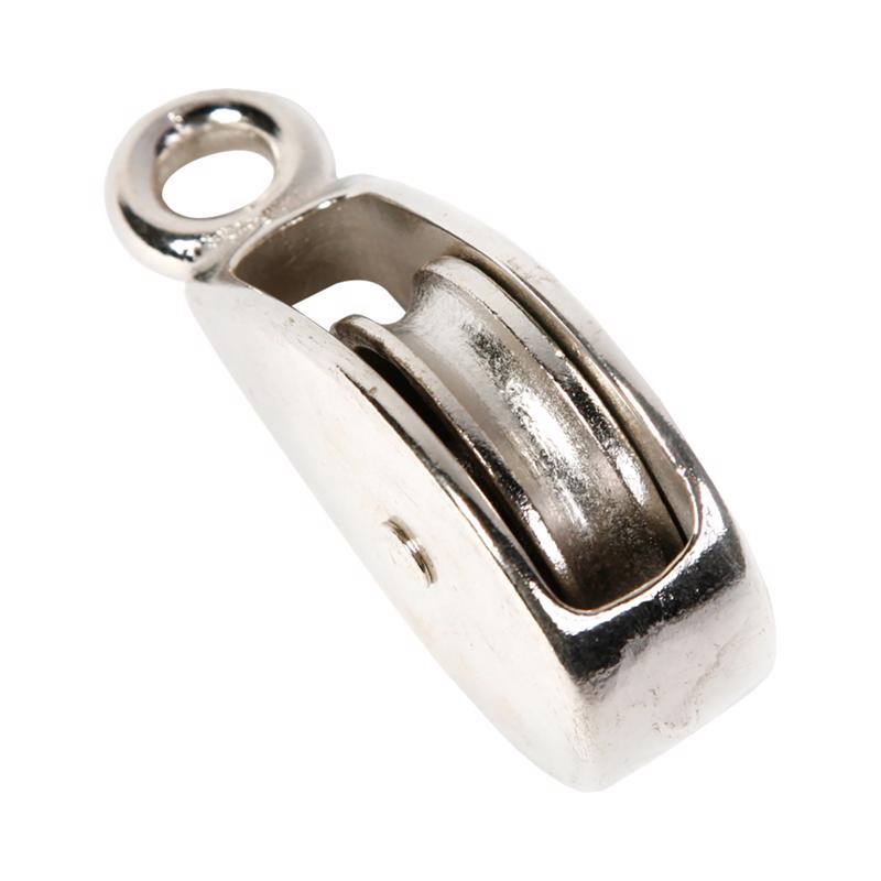 Set of 10 Emery Jensen SNG SHV RGD Eye Pulleys, 1-inch fixed pulleys for lifting and rigging applications.