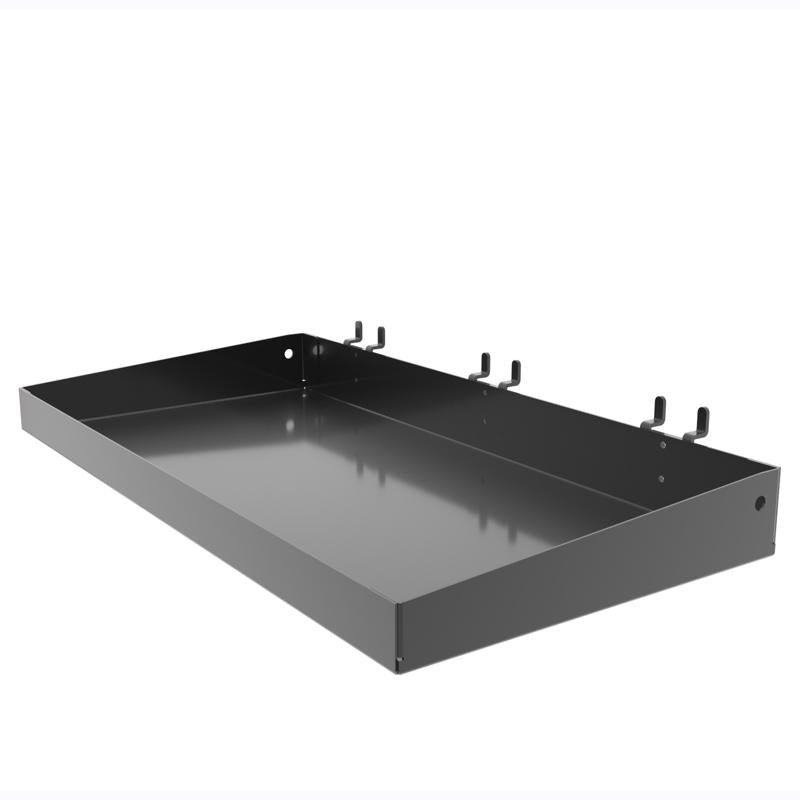 Emery Jensen 3-prong dispensing shelf fixture for organized storage and display in retail or industrial settings.