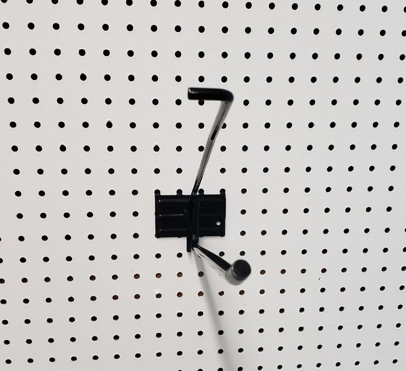 Emery Jensen black broom hook fitting, wall-mounted fixing for organizing brooms and cleaning tools.