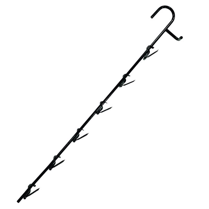 Emery Jensen metal clip strip fixing with black finish and six hooks, ideal for organizing or hanging items.