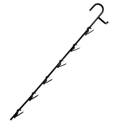 Emery Jensen metal clip strip fixing with black finish and six hooks, ideal for organizing or hanging items.