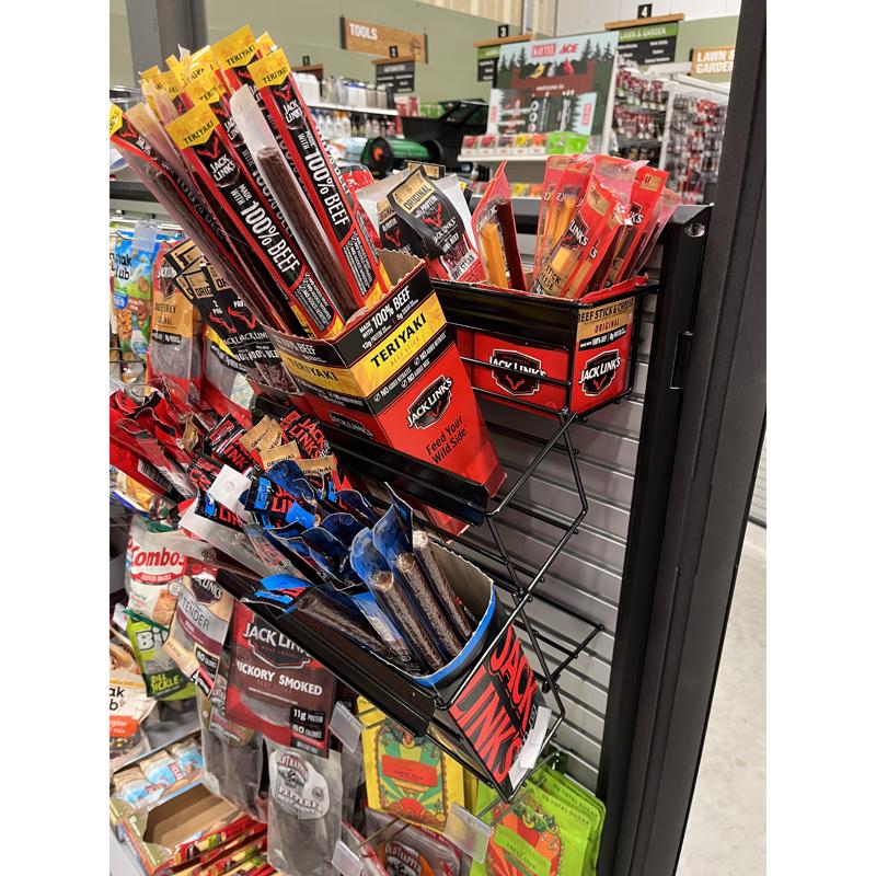 Emery Jensen Jack Links Peg Rack fixing fixture with metal pegs for organizing tools or accessories on a wall.