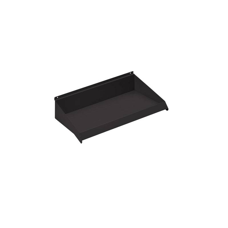 Emery Jensen 24x10-inch shelving fixture for industrial storage, with metal frame and adjustable shelves.