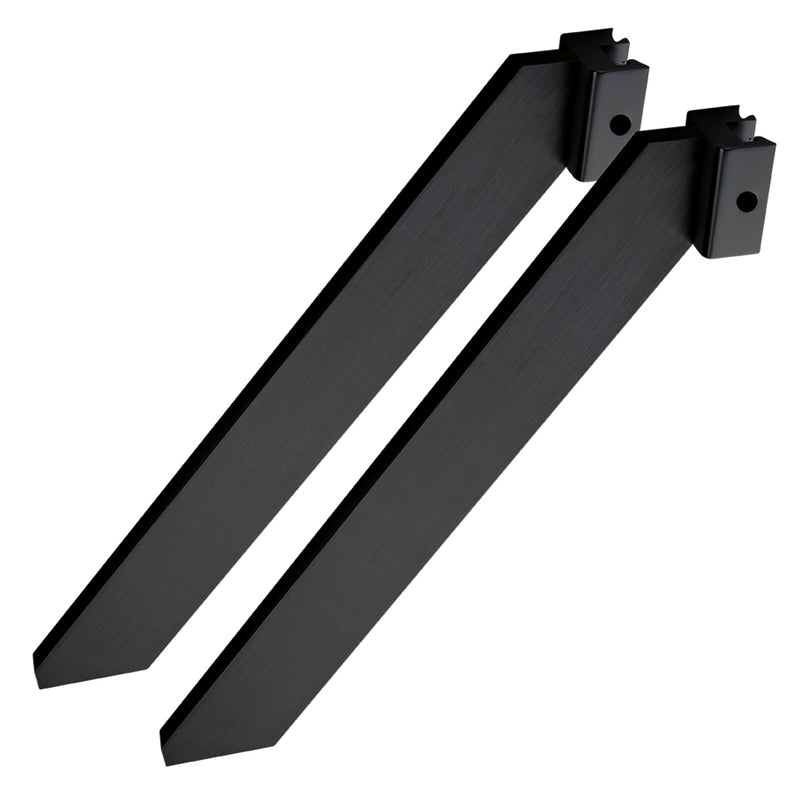 Black fixing support legs from Emery Jensen, 2-pack, designed for sturdy furniture or fixture support in various applications.