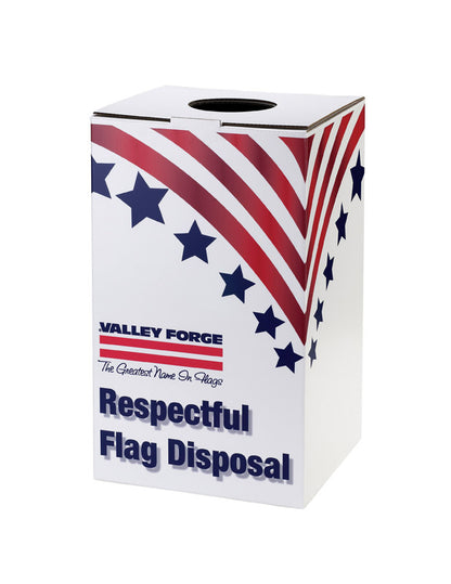Emery Jensen flag disposal box for flag accessories, designed for safe and respectful flag disposal.