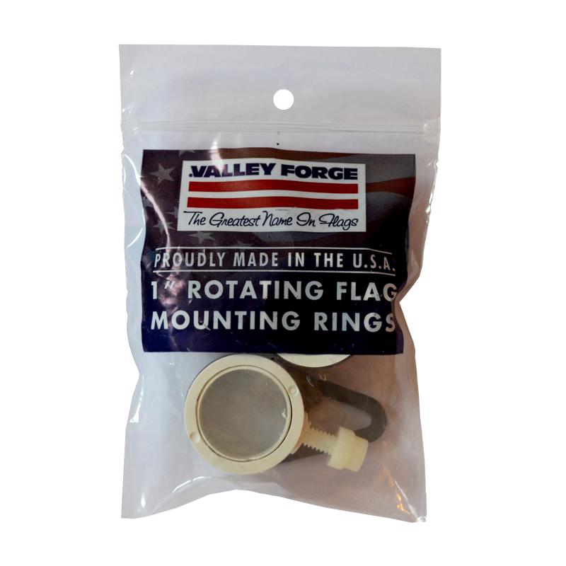 Pair of Emery Jensen flag mounting rings from flag accessories set, designed for secure flag display on poles or fixtures.