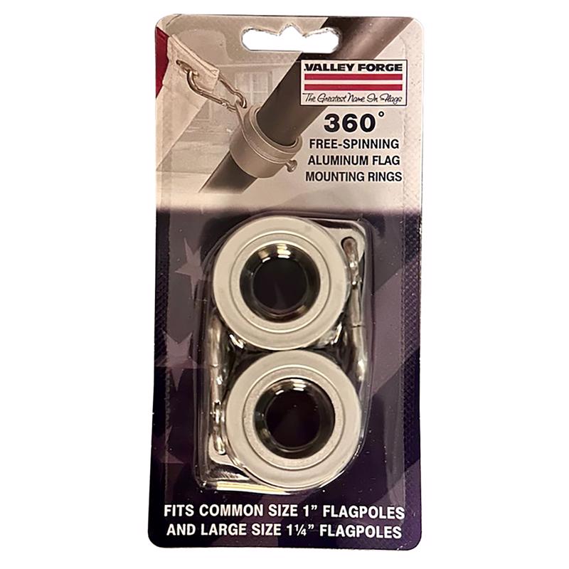 Emery Jensen flag accessories, 1-inch mounting rings, aluminum, 2-pack, designed for flag display and installation.