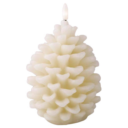 Emery Jensen CMAS flameless candles with cream-colored candle cones, realistic LED flame effect, and elegant design.