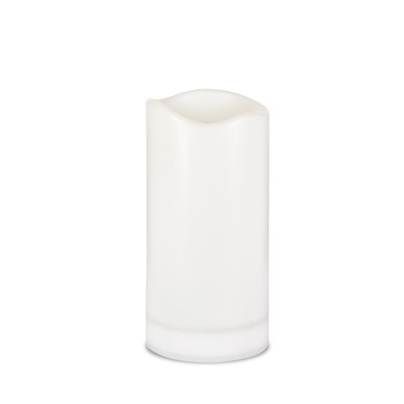 Set of four Emery Jensen solar flameless LED candles in plastic 4x8-inch sizes, ideal for safe, decorative lighting.