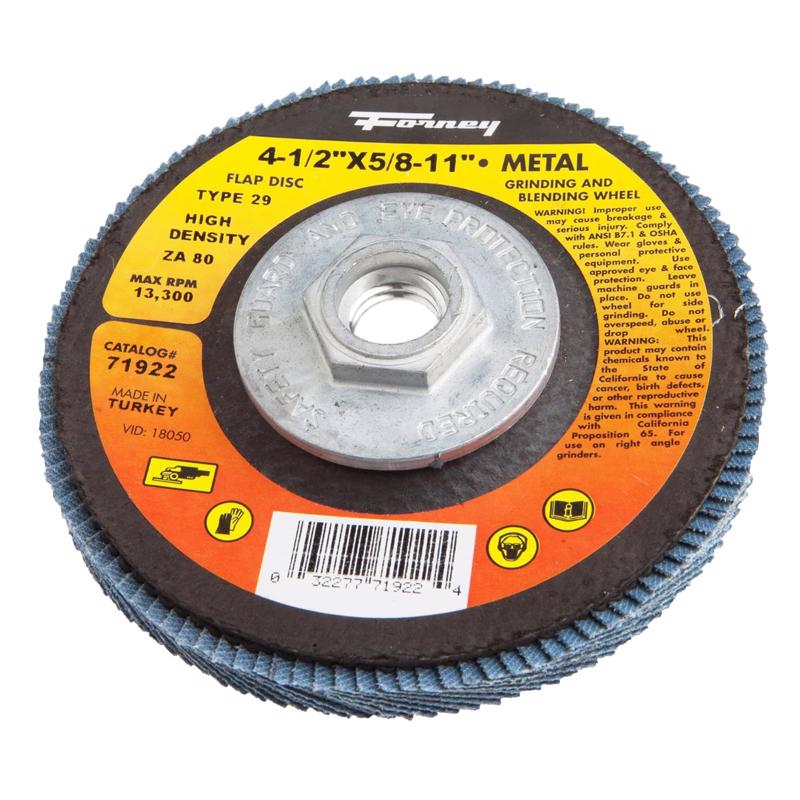 Emery Jensen flap disc 4.5x5/8 inch with 60 grit abrasive for grinding and finishing metal surfaces.