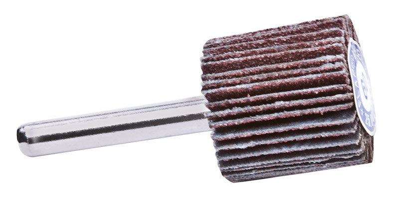 Emery Jensen flap wheel 1x1 inch with 60 grit abrasive for grinding and polishing applications.
