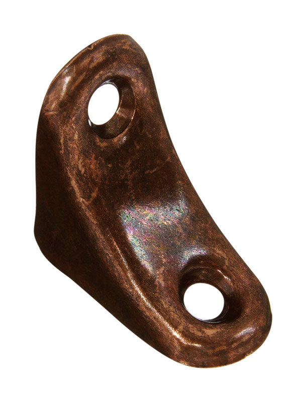 Emery Jensen flat corner iron chair brace AB, 1 x 3/4 inch, metal L-shaped support for furniture repair or reinforcement.